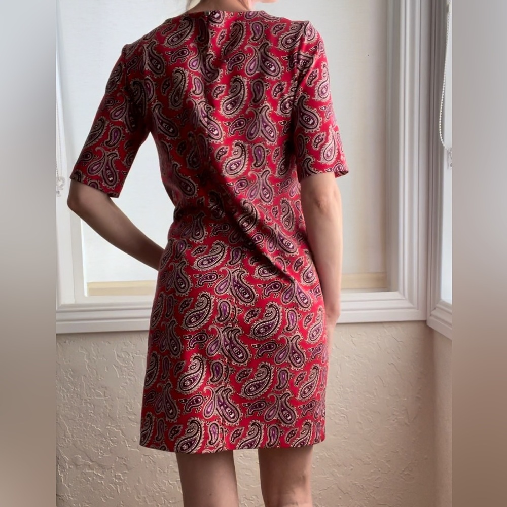 Red Paisley Sheath Dress, Banana Republic, Size XS